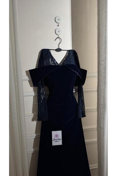 Bailsan فستان طويل مخمل كحلي