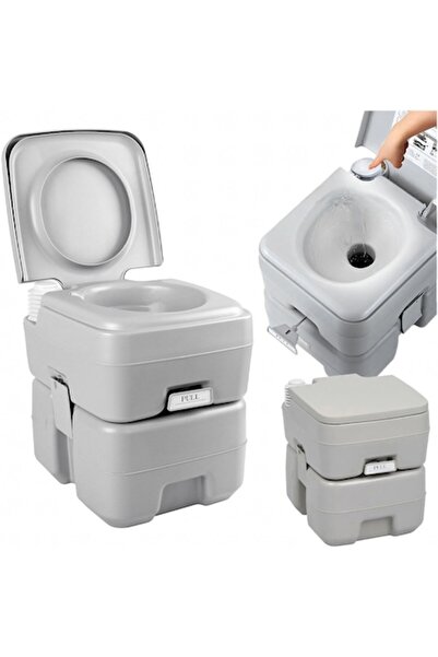 Optim Solution Portable camping toilet with flushing system, 20L waste tank, 10L water, up to 200kg, gray