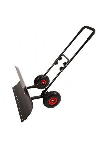 Optim Solution Wheeled Snow Plow Shovel, Adjustable Blade and Handle, 75 cm, Steel & Iron, Black