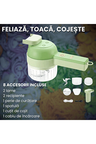 OferteTop 4-in-1 Electric Hand Chopper with Steel Blades for Vegetables and Fruits