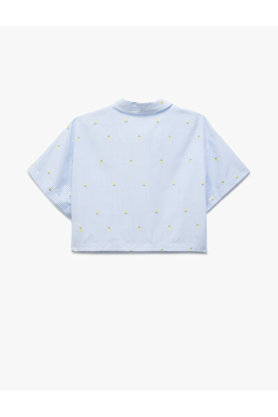 Koton Cămașă crop din poplin cu mâneci scurte și detaliu brodat cu lămâie