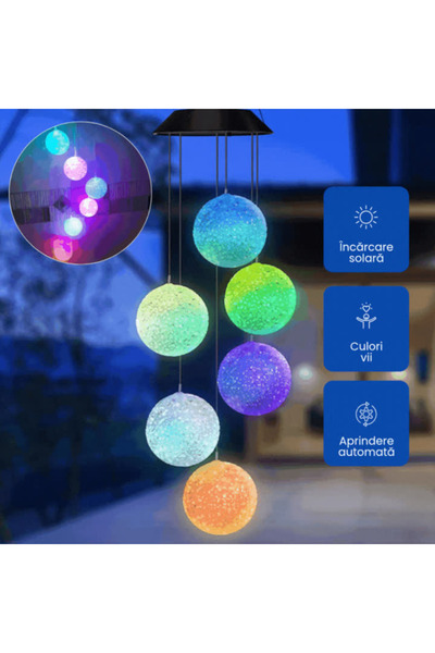 OferteTop Solar LED Lamp with Colorful Globes for Gardens, Balconies and Terraces