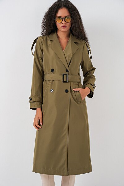 Hiccup Bdart Double-Breasted Lapel Long Trench Coat