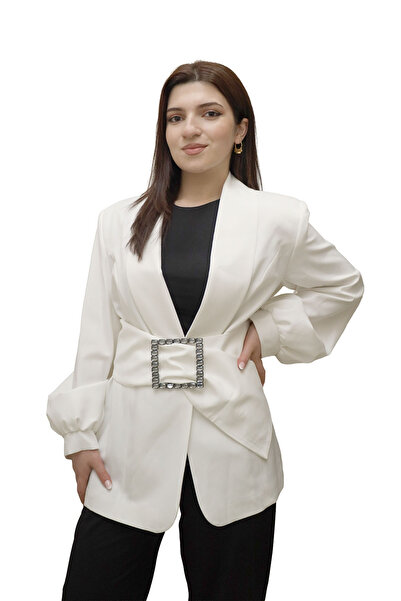 modahira belden kemerli balon kol kruvaze ceket