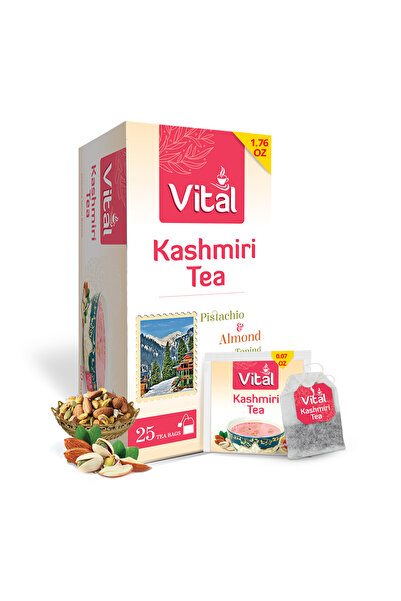 vital tea (عبوة من 6 أكياس) شاي كشميري بالفستق واللوز، 150 كيس شاي مغلف، شاي ...