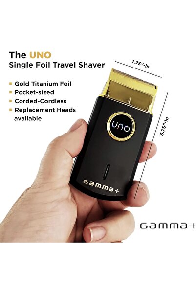 Gamma Piu GAMMA+ Uno Mini Travel Cordless Single Foil Shaver, Micro-USB, Black