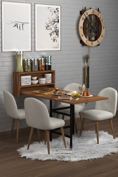 DEKORFİM Folding kitchen table, Petunya model, 133x65x72 cm