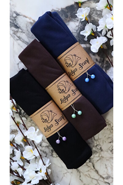 Lidya Şal Yumuşak Dokulu Jersey Penye Şal Seti Şal Klipsi Hediyeli (SİYAH ACI...