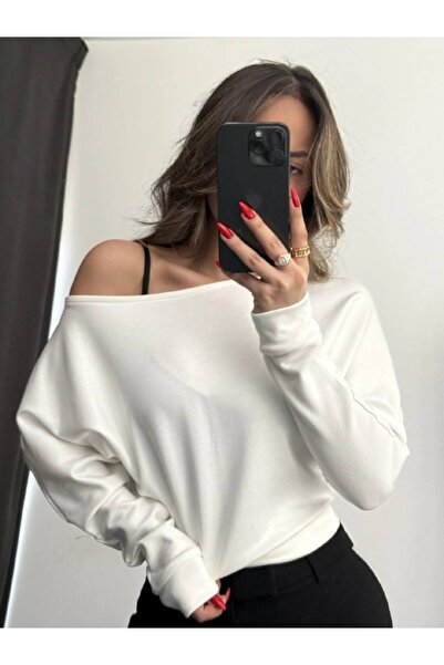 Coşkun GİYİM Women's Boat Neck Blouse Ekru 3009