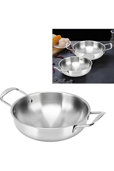 ELEGANT HOME A high-quality 26cm stainless steel frying and cooking pan that can also be used as an oven tray. It features two handles.