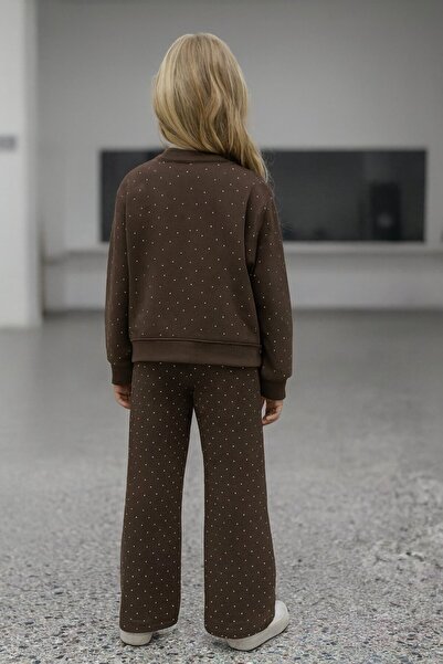 Yalçınoğlu Kids 3-6 Years Old Stone Embroidered Pocketed Fabric Set – Children's Tracksuit Set with Stones on the Front and Back