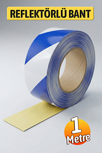 Badem10 Blue White Reflective Tape 5cm X 1m Strong Adhesive Safety Warning Strip Enhancing Night Visibility