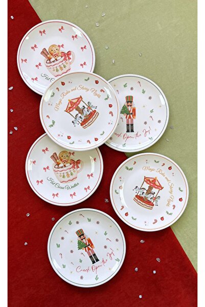 Yiğit Seramik Züccaciye 6 Patterned Dessert Plates for New Year's