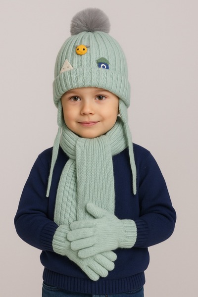 gigigiyim 3-Piece Children's Beanie Set with Figured Appliques