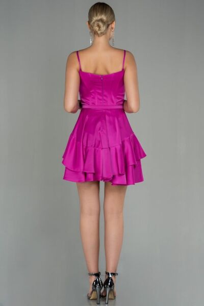 OEM Fuchsia Party Dress with Rhinestones and Layered Skirt, size XS-S INTL