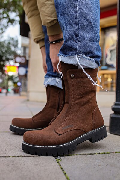 Lucy Shoes Yg027 Quebec Men's Sports Casual Zippered Suede Boots Sst - Brown