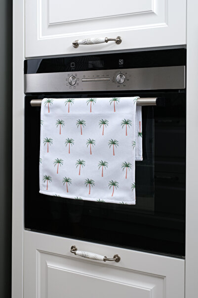 ASDİVA قطعة قماش تجفيف للمطبخ بتصميم نخيل مزخرف باللون الأخضر - 35x55 سم