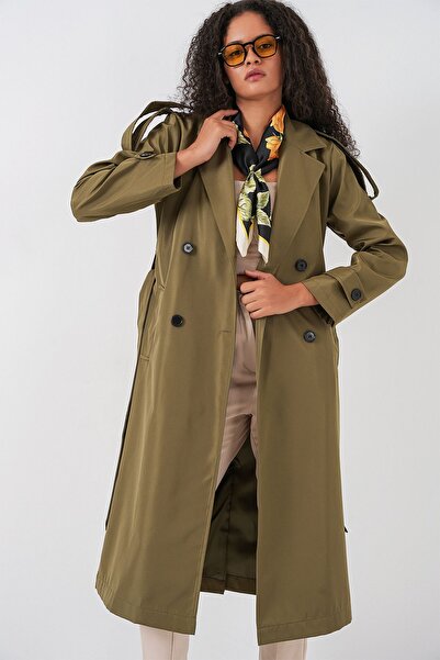 Hiccup Bdart Double-Breasted Lapel Long Trench Coat
