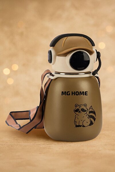 VENON Dj Design Brown 🤎ྀིྀི 500 ml Stainless Steel 🎧 Termos Matara – 10×18 Children's Water Bottle Flask