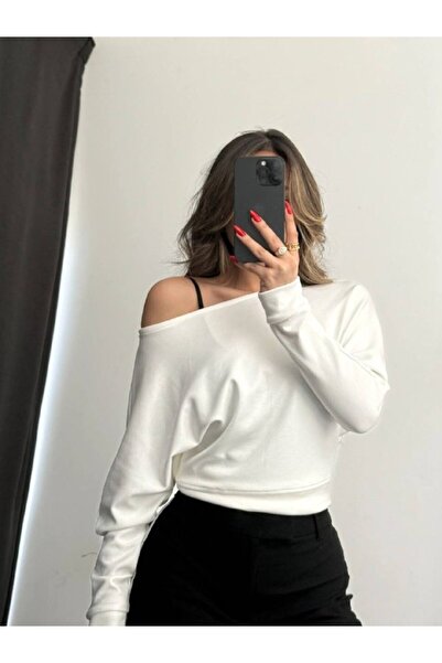 Coşkun GİYİM Women's Boat Neck Blouse Ekru 3009