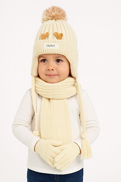 gigigiyim Deer Detailed Children's 3-Piece Beret Set