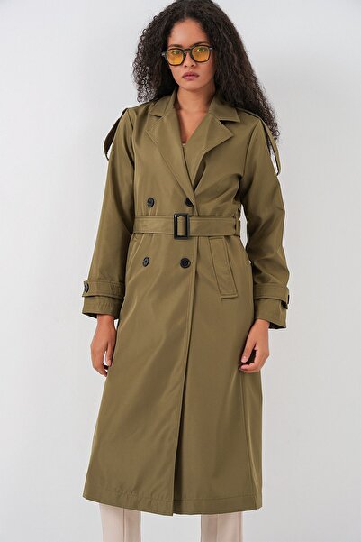 Hiccup Bdart Double-Breasted Lapel Long Trench Coat