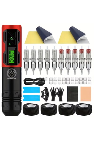 Genel Markalar Profesyonel Kablosuz Dijital Ekranlı Şarjlı Pen Dövme Seti Ve Kalıcı Makyaj Makinesi Seti