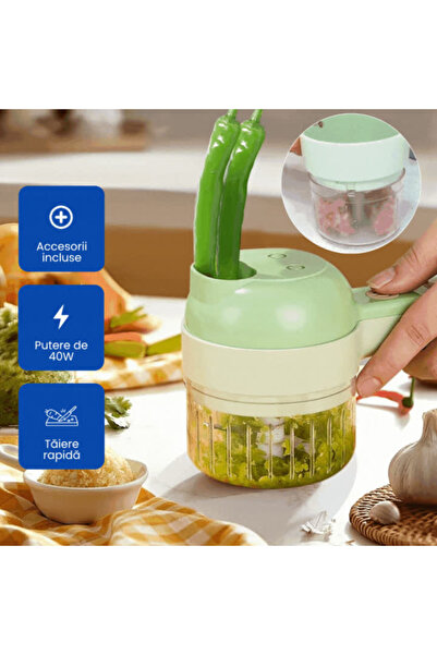 OferteTop 4-in-1 Electric Hand Chopper with Steel Blades for Vegetables and Fruits