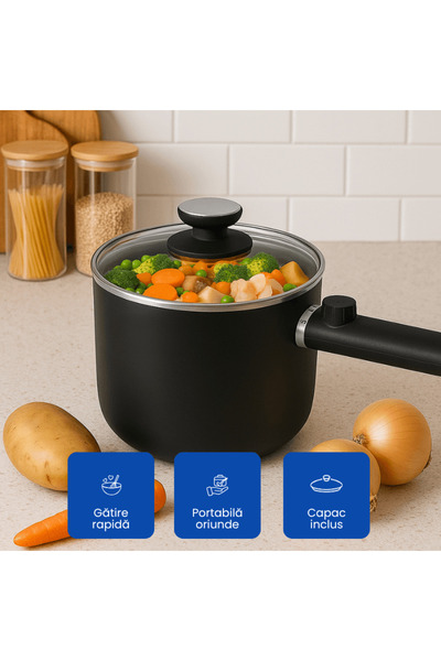 OferteTop Electric Pot for Frying, Boiling and Steaming, Stoveless (1.5 Liters)