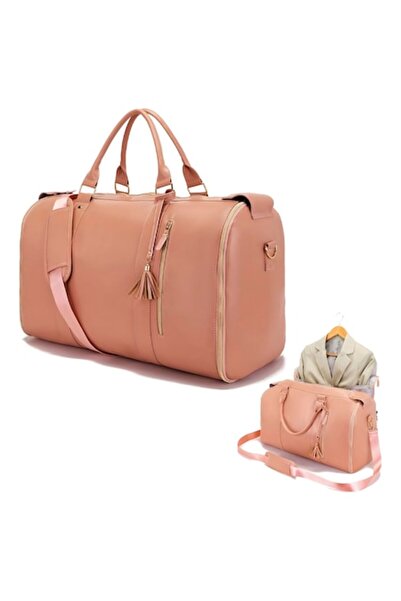 Optim Solution Geantă de călătorie pliabilă, design elegant 2 în 1 pentru costume, capacitate 55 l, piele, roz