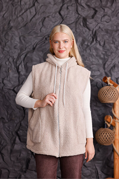 trendlina Λούτρινο γιλέκο με φαρδιά τσέπες με φερμουάρ στο μπροστινό μέρος