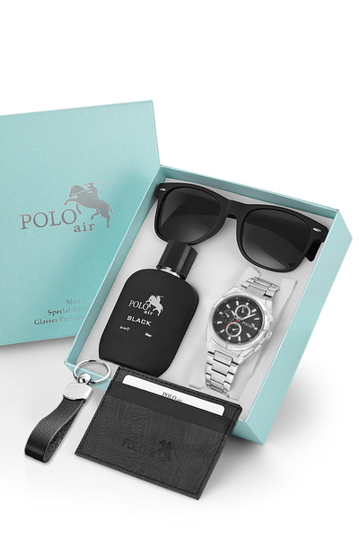Polo Air Erkek Kol Saati Parfüm Gözlük Kartlık Anahtarlık Hediyelik Kutusunda...
