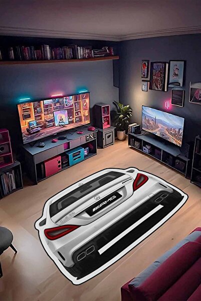 Qatalina OYUNCU HALISI MERCEDES BEYAZ ÖZEL KESİM KAYMAZ TABAN LEKE TUTMAZ KAY...