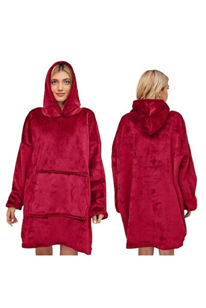 Optim Solution Oversized Unisex Blanket Hoodie, Soft, Red, 80x90cm