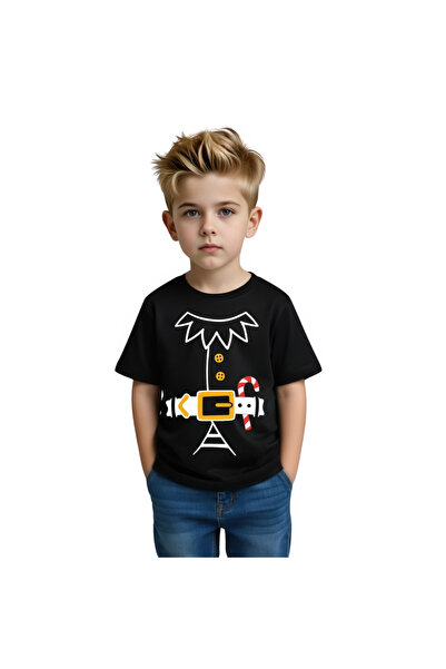 PRINTSHOP4ME Christmas Kids Boys Elf T-Shirt – Round Neck Short Sleeve Soft C...