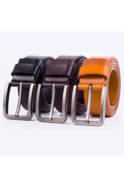 PriStyle ® Set de 3 curele premium din piele pentru bărbați, 120 cm, negru/ma...