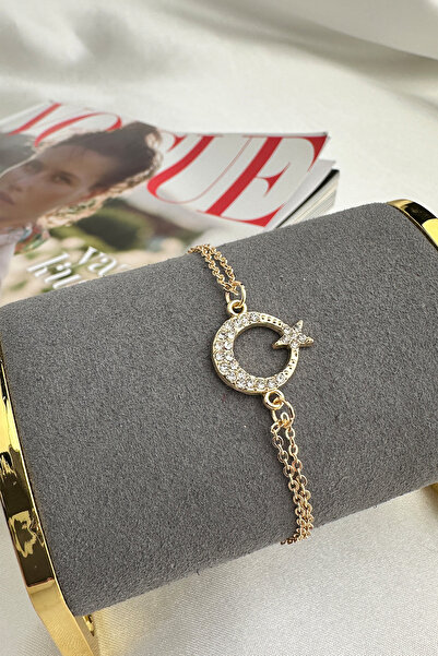 Modex Crystal Stone Embroidered Moon Star Bracelet (17+5cm)