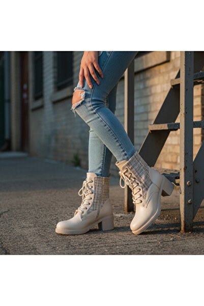 OEM Women's fur boots, flexible, with thick heel, eco-leather and textile material, A10390