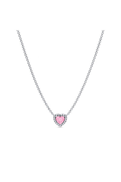 NOVVO Jewelry Set Necklace and Ring Pink Heart Heart 925 Silver