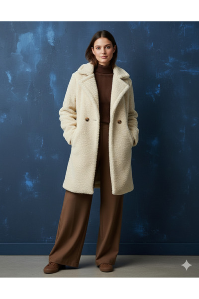 ZEYNEP RANA Дамско подплатено палто с джобове и 2 копчета