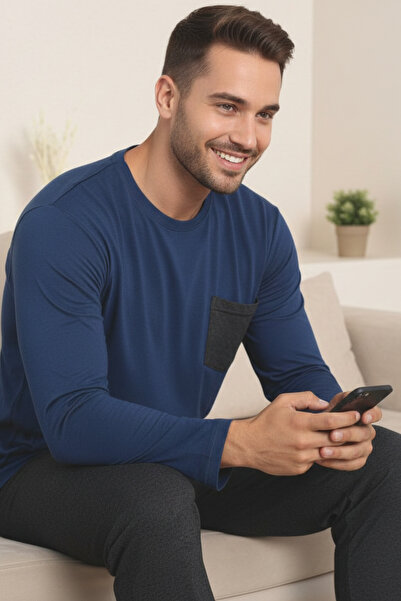 ELİTOL Σετ ανδρικής πιτζάμα από βαμβακερό Soft Touch