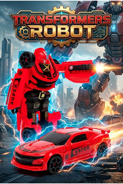 craftivio Transformers Robota Dönüşen Kırmızı Spor Araba - Hareketli Figür Oyuncak (18 cm)