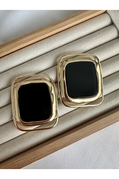 ringbox Big Quadrilateral Black Earrings