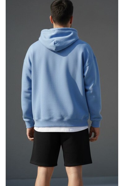 REBRAND Fleece-Lined Sweatpants Shorts Set Printed Oversized Hooded Sweatshirt Thick 3 Yarn