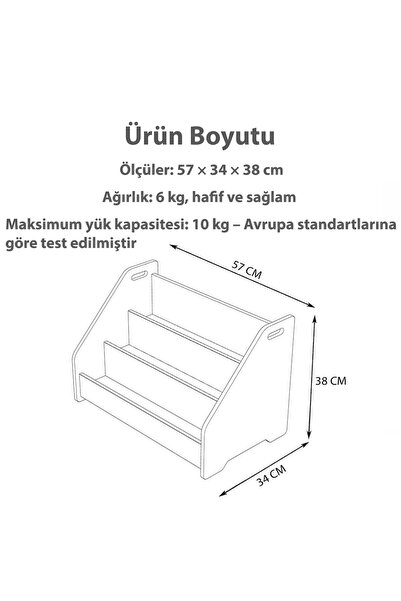 Minera Anka Montessori Ahşap Yer Kitaplığı / Beyaz