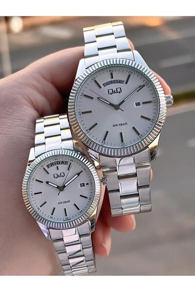 Q&Q Steel Cord 2 Years Warranty 3 Atm Water Resistant Wristwatch Special for Lovers and Couples Qq.Cf001.2