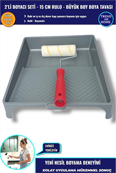 OSKAR FIRÇA 2-Piece Painting Set - 15 cm Microfiber Roller - Large Size Paint Pan