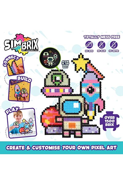 Brix Simbrix Theme Pack Glowing Galactic - 1500+ Brix, Creative STEAM Toy for Ages 5+