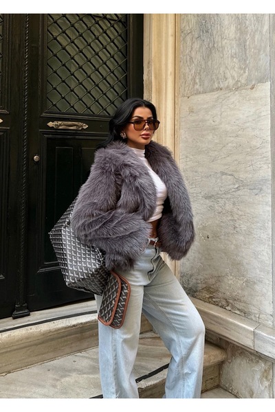 DEV LINE Elegant Anthracite Grey Faux Fur