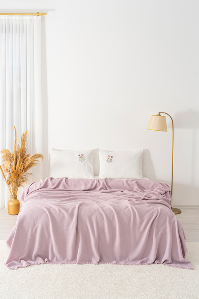 Rivaİstanbul Missera Rose Embroidered Double Pique Set - 4 Piece Dowry Set